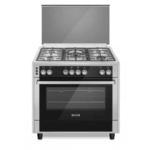 بوتجاز غاز ايكوماتيك سيمي بروفيشنال، 90 سم، 5 شعلة، استانلس ستيل - FS9404PRO