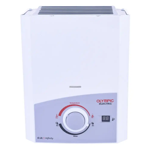 سخان اوليمبيك غاز 6لتر ابيض هيرو فلو ديجيتال غاز وانبوبه كود5585