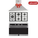 طقم بيورتي 90سم أستانلس .مسطح 5شعلة غاز HPT607Sفرن غاز كامل 97لتر OPT901XGD شفاط هرمي 650 قوةشفط
